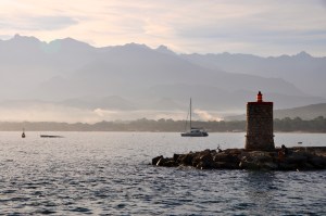 Morning mist in Calvi harbor
